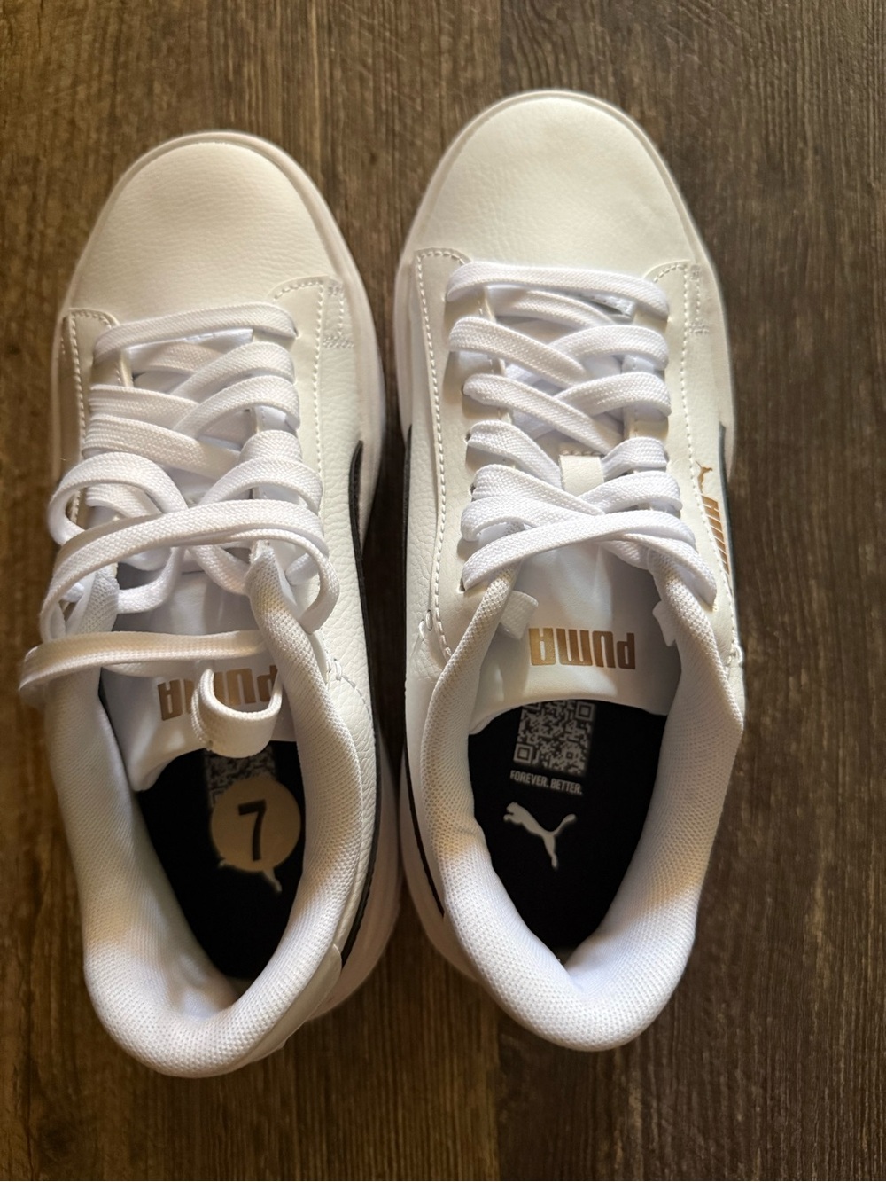 Puma White  Low-Top Sneakers with Gold Logo